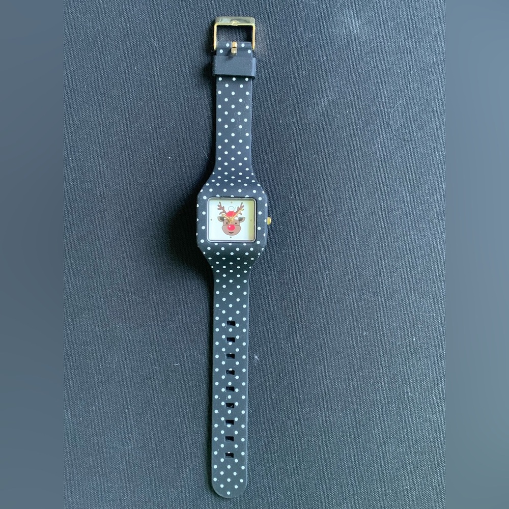 Black Polka Dot Reindeer Watch